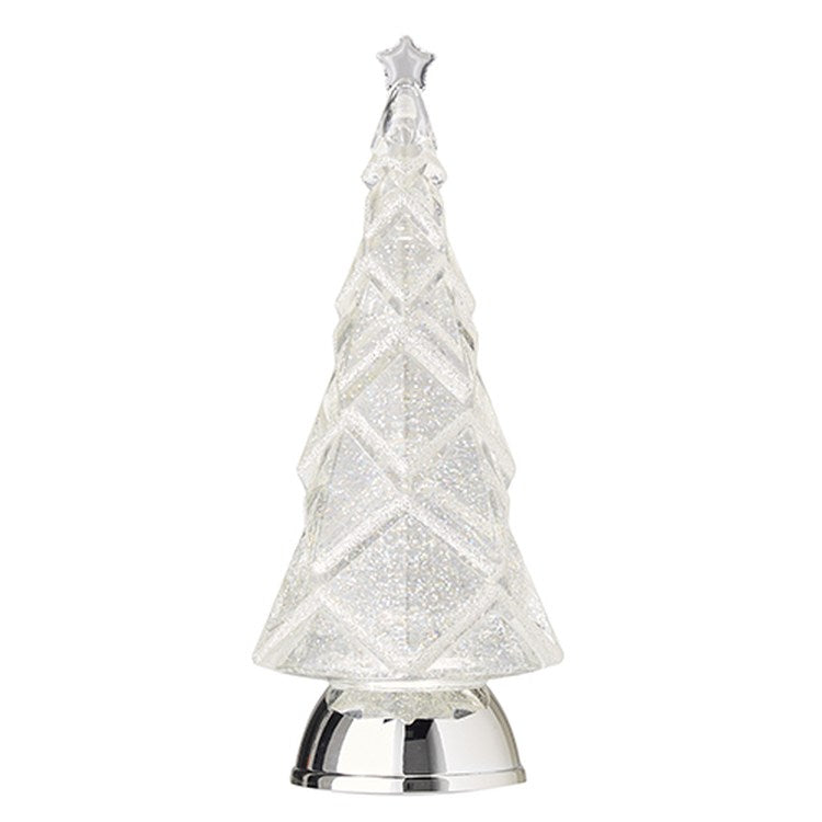 Raz Imports 13.75 Lighted Tree with Silver Swirling Glitter