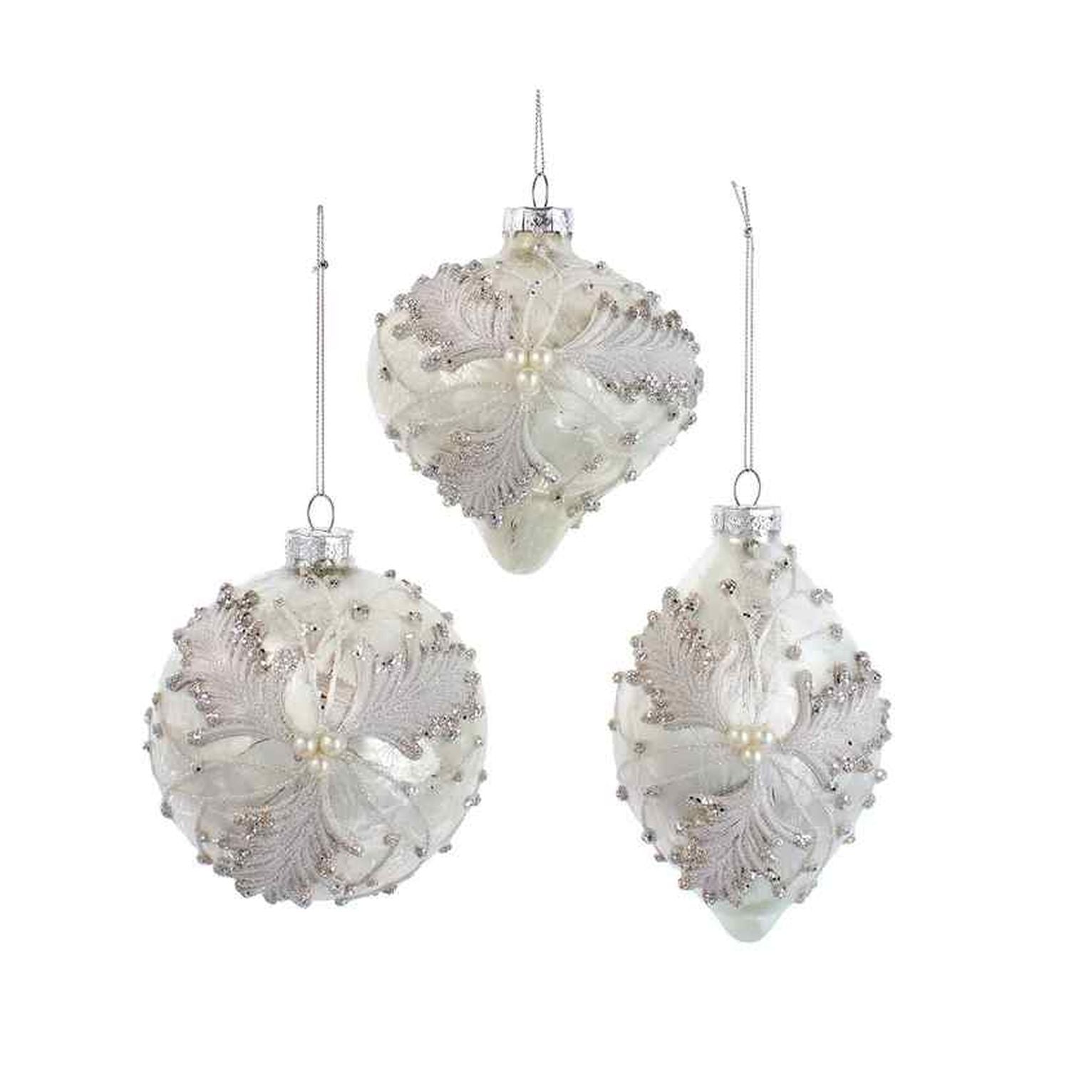 Beaded Crystal Finial Ornament - Set of 2