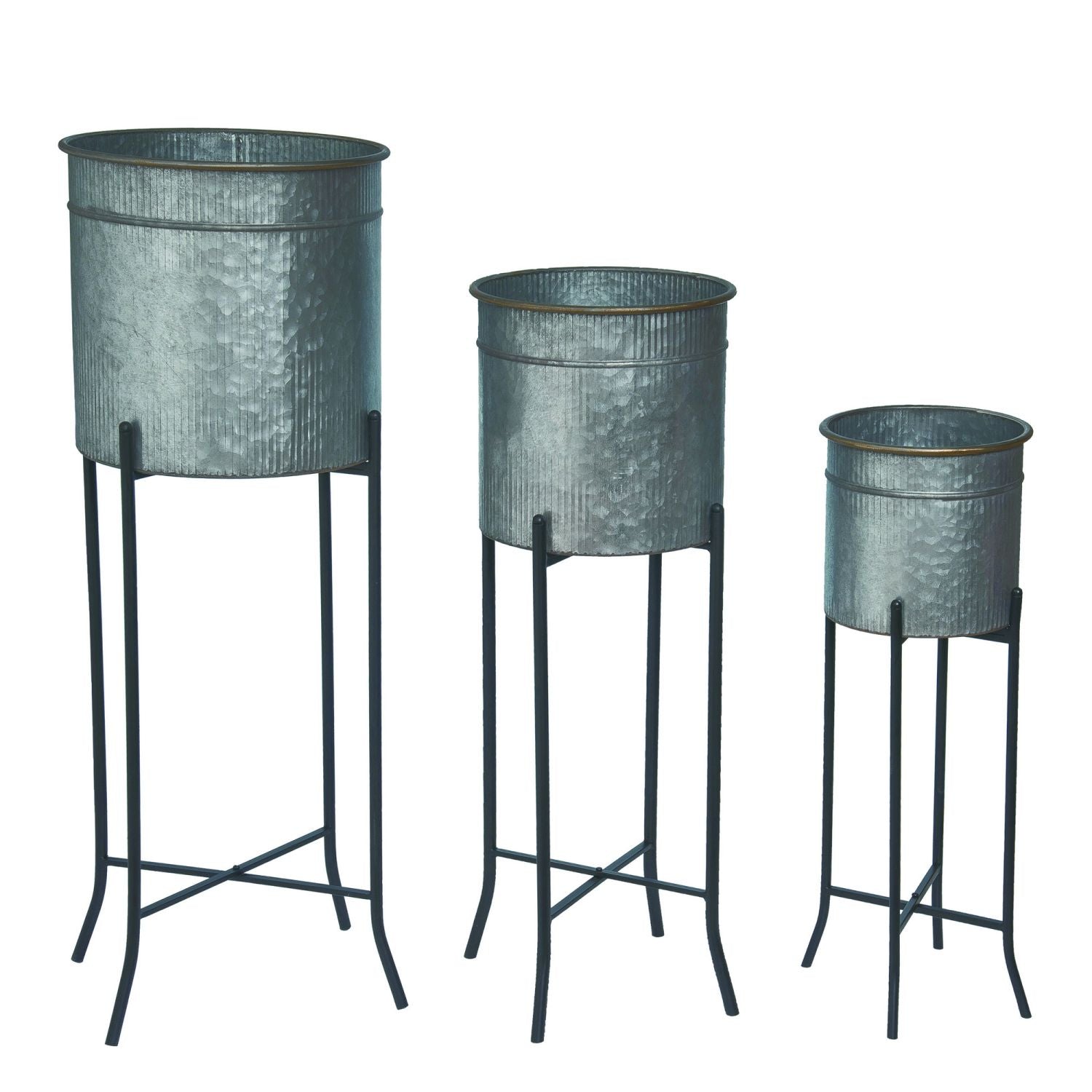 Eclectic Galvanized Metal Outdoor Planters