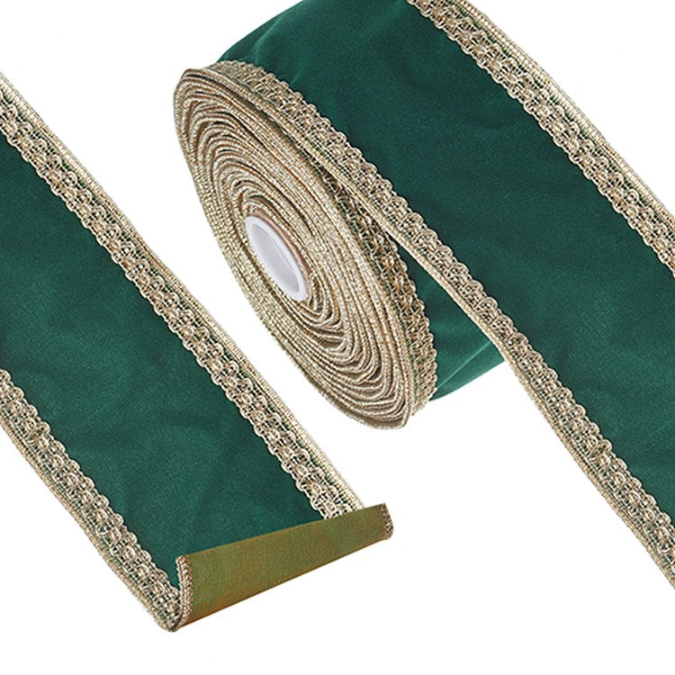 2 1/2 Velvet Wired Ribbon, Gold