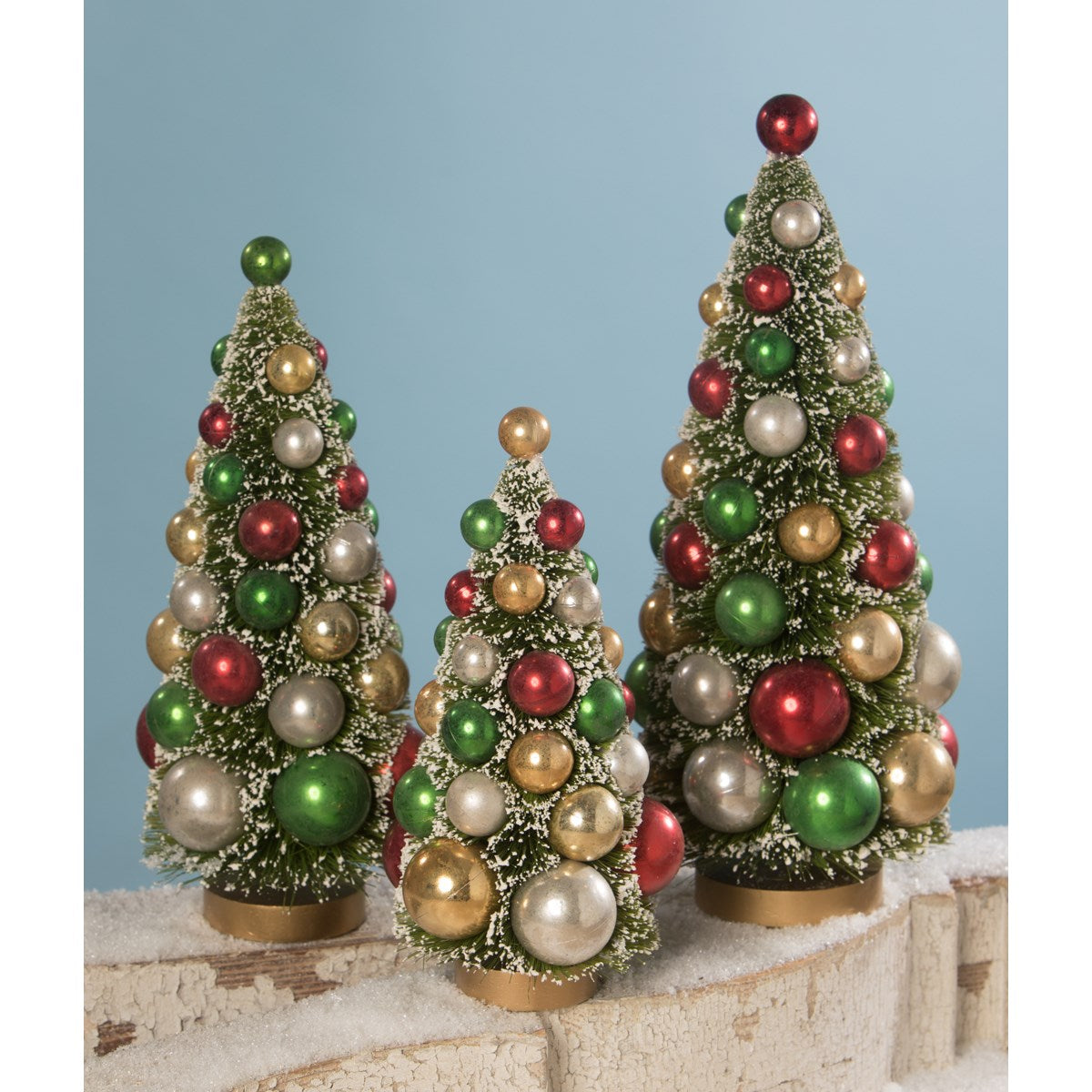 Bethany Lowe Pastel Forest Bottle Brush Trees Set of 6