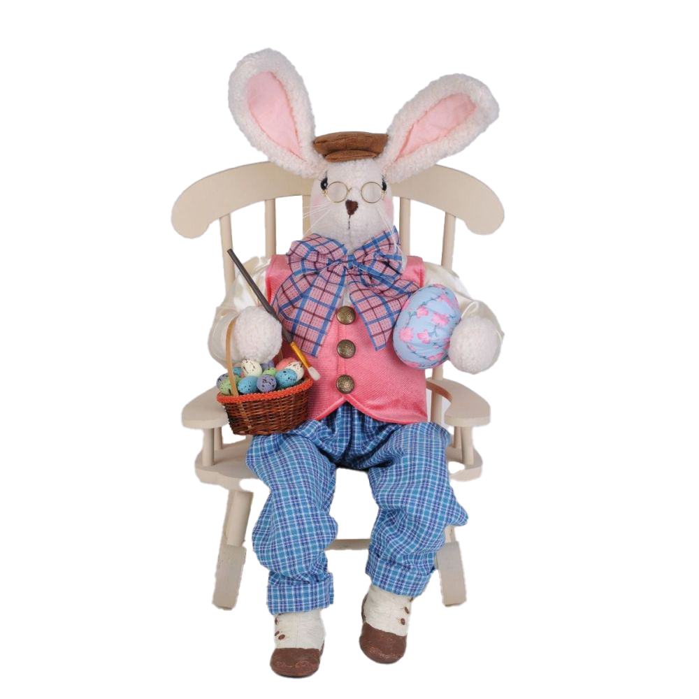 Karen Didion Artist Bunny Figurine with Chair, 22 inches