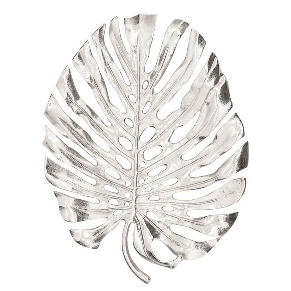 Torre & Tagus Lux Monstera Leaf Nickel Plated Wall Platter - Silver, 15"