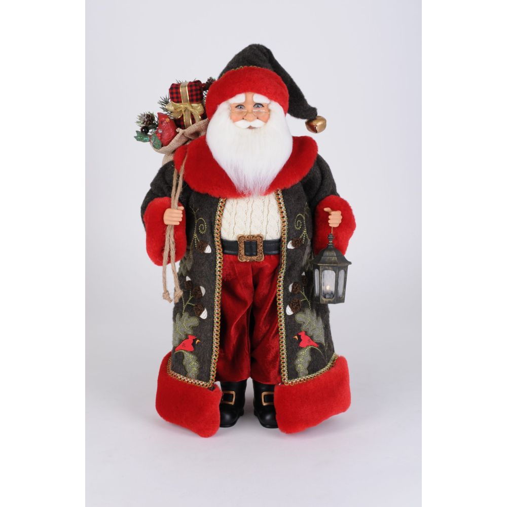 Karen Didion Originals Lighted Cardinal Woodland Santa Figurine, 21 Inches