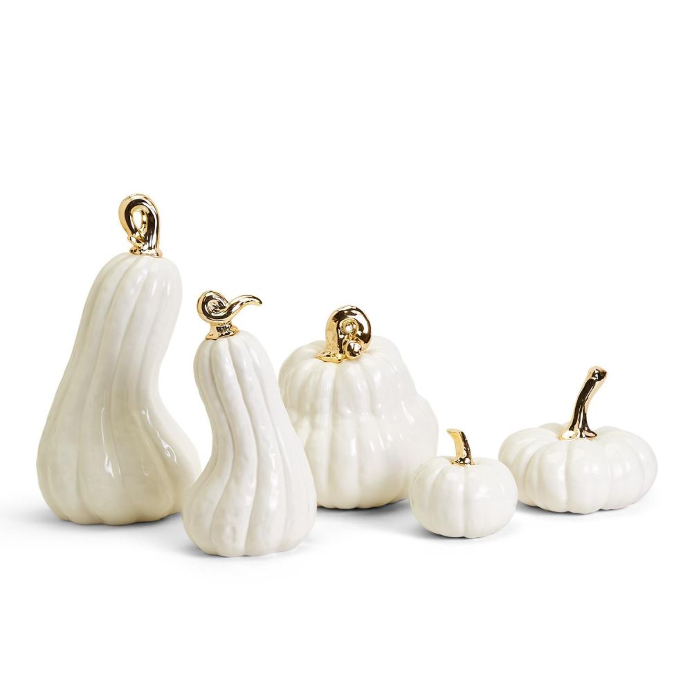 Two's Company Gourdges Set of 5 White Pumpkins