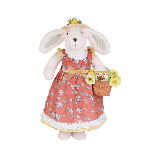 Karen Didion Originals Flower Basket Bunny Figurine, 23 Inches