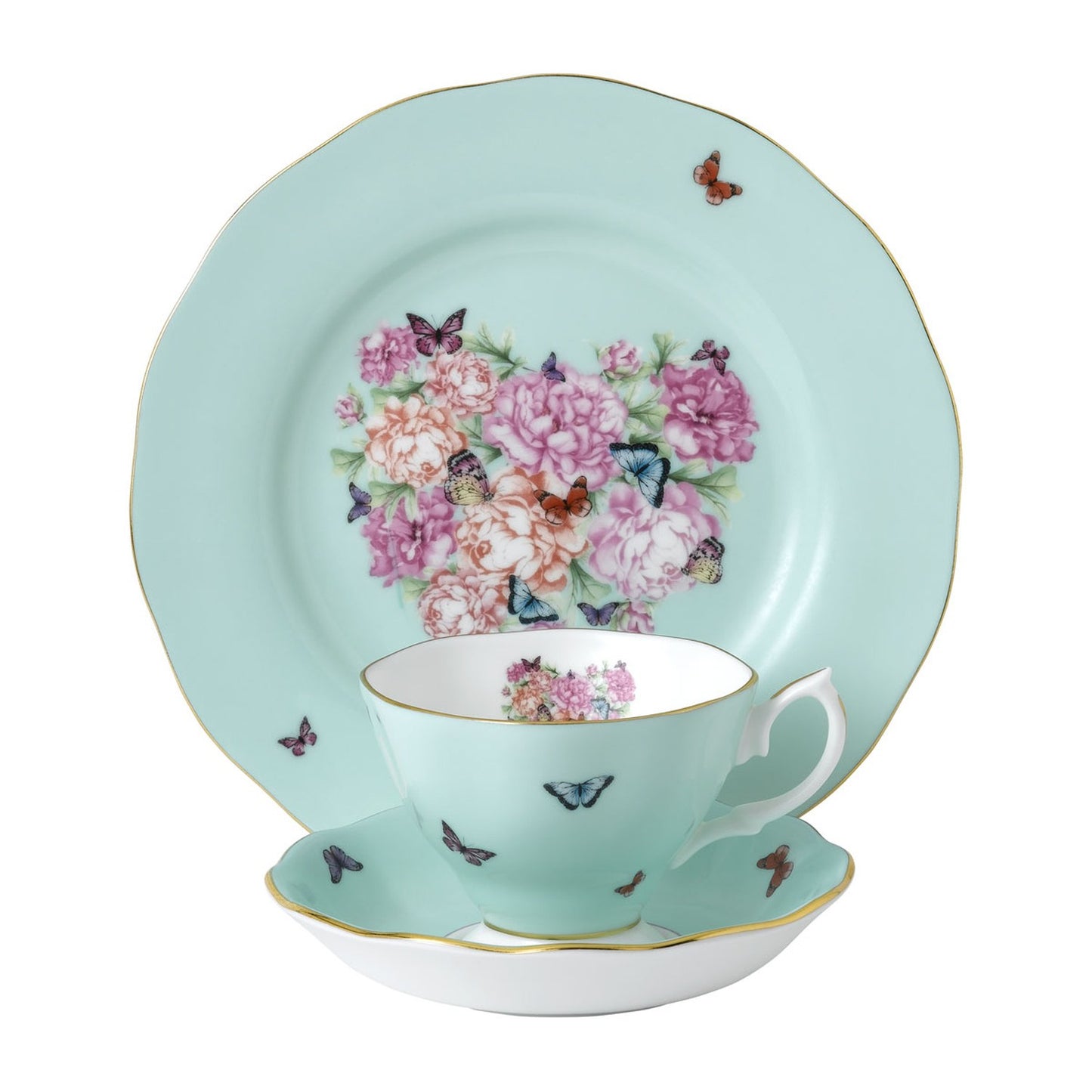 Royal Albert Miranda Kerr Friendship 3Pc Set - Teacup, Saucer & Plate 8" Tranquility, Blue