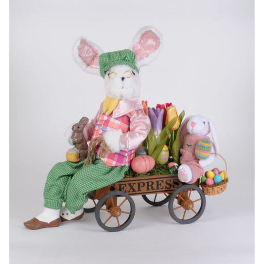 Karen Didion Bunny Flower Express Cart Figurine