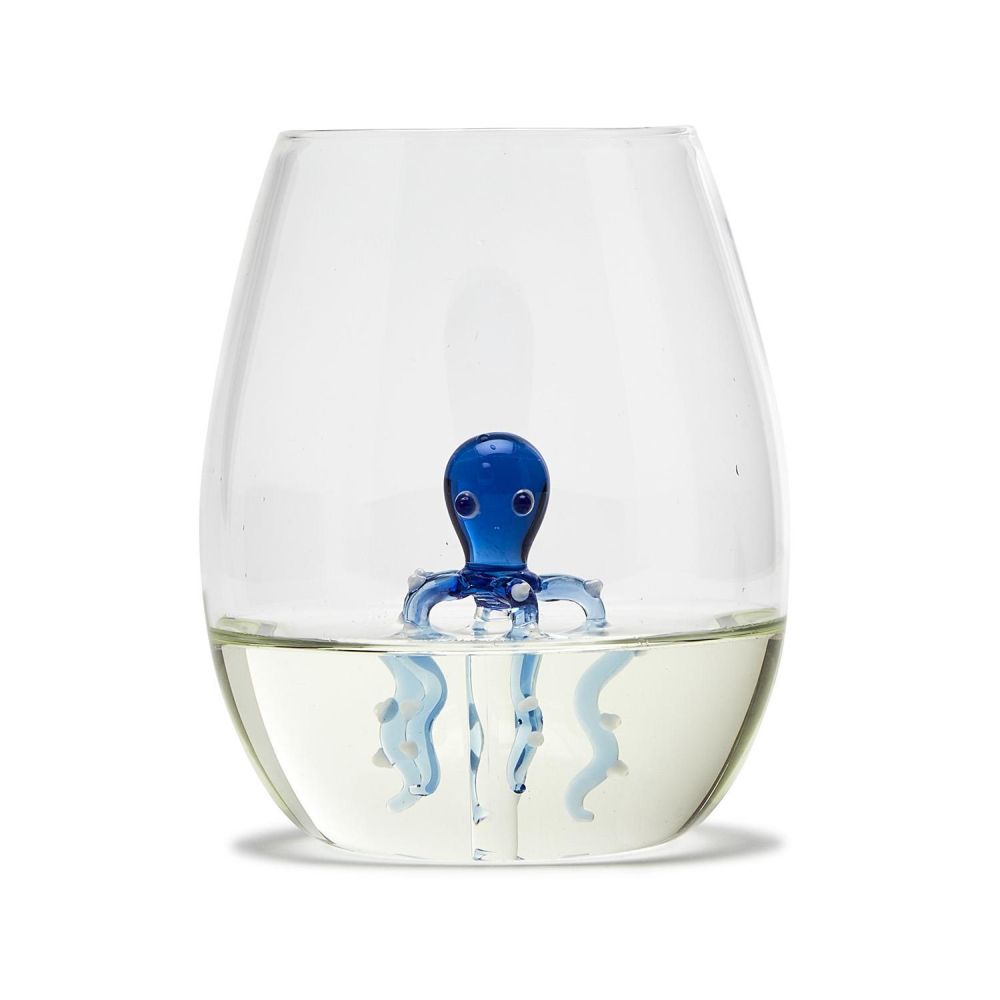 Two's Company Octopus Icon Stemless Wine Glass