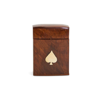 Two's Company Wood Crafted Playing Card Set in Wooden Box