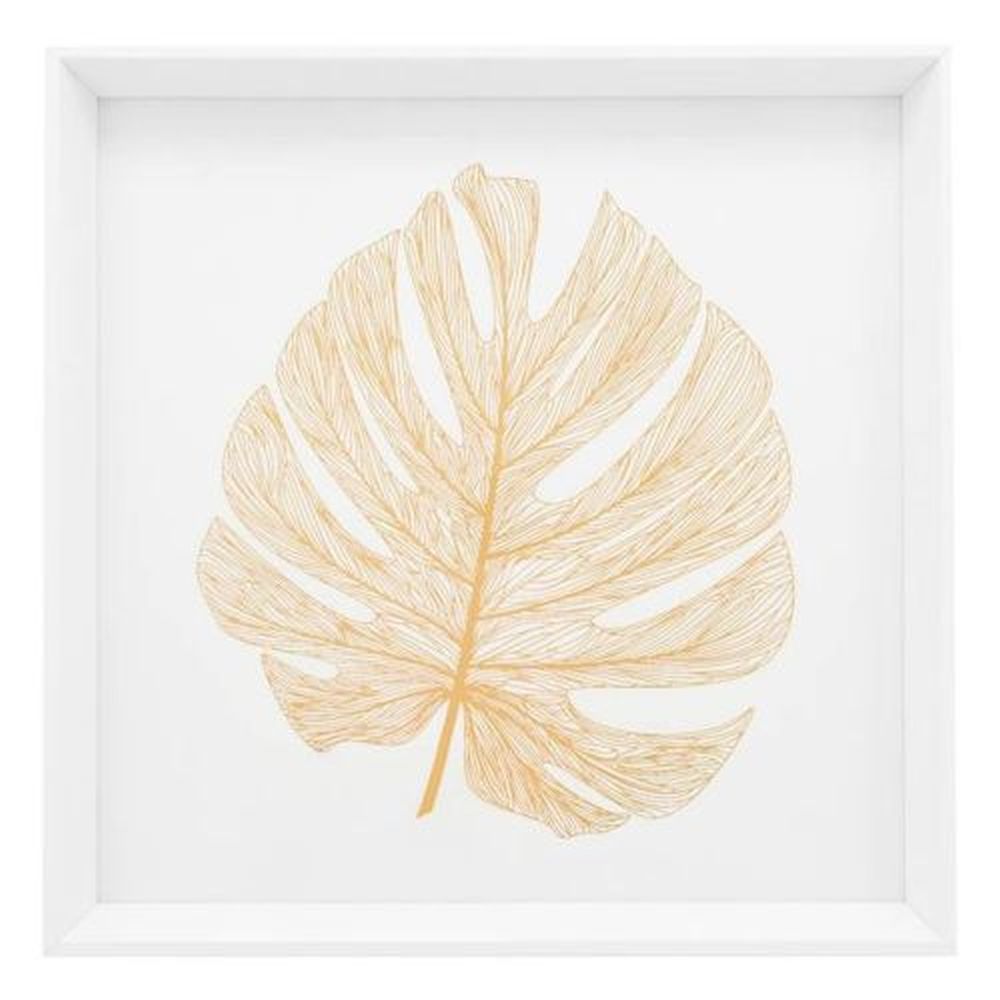 Torre & Tagus Gold Monstera Leaf Framed Canvas Print, Glass, 16.5" - Gold