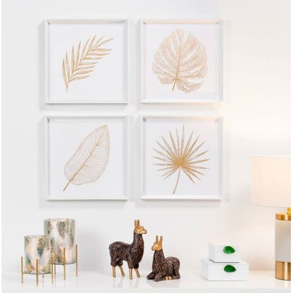 Torre & Tagus Gold Monstera Leaf Framed Canvas Print, Glass, 16.5" - Gold