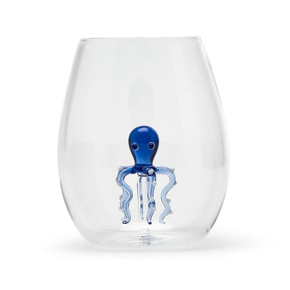 Two's Company Octopus Icon Stemless Wine Glass