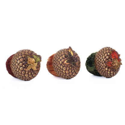 Katherine's Collection 2023 5.5 Inch Harvest Forage Acorns Set Of 3, Brown Resin