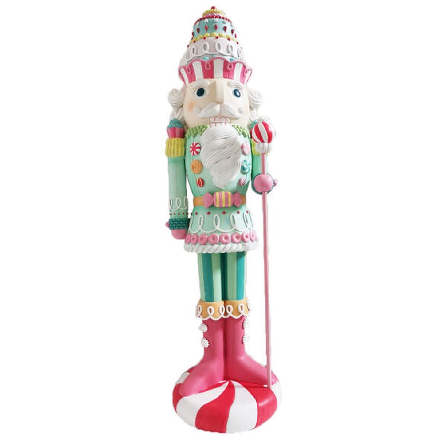 December Diamonds North Pole Sweet Shoppe 5 Ft Candy Nutcracker w/ Staff Display