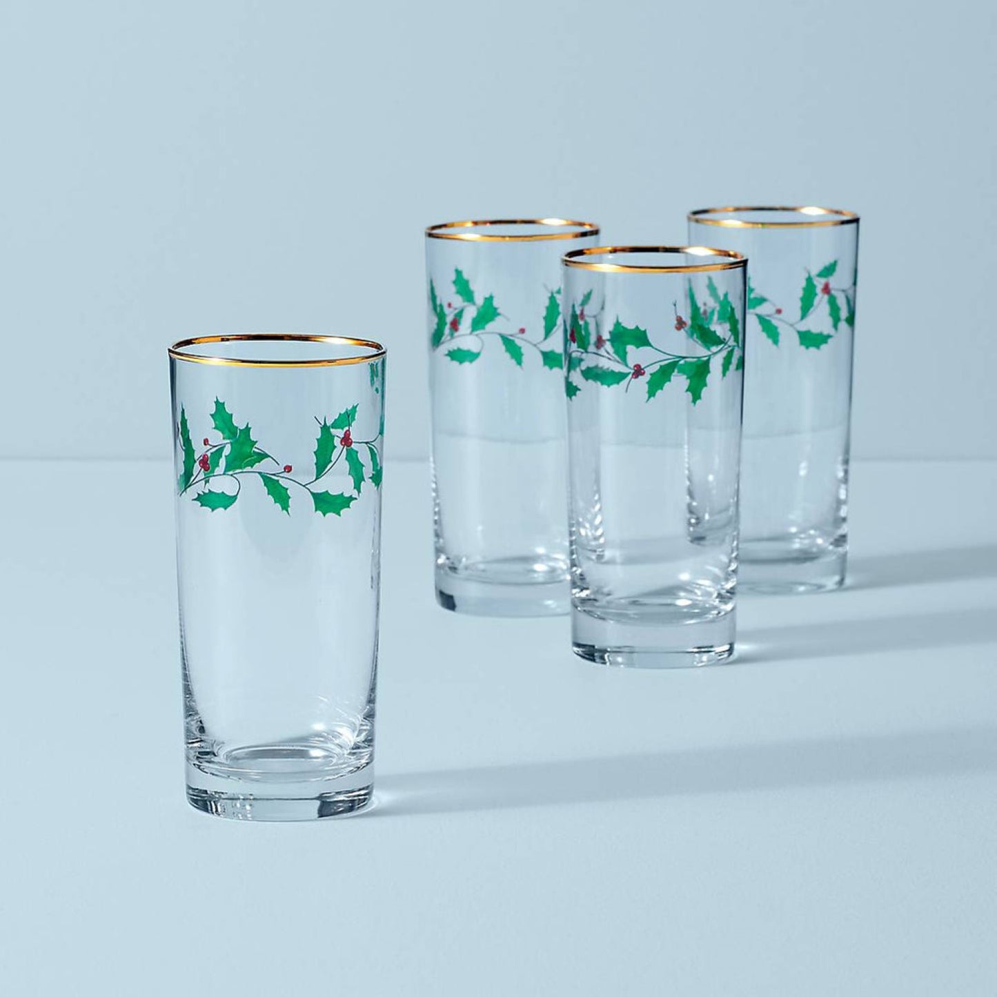 Lenox Holiday Set of 4 Decal Balloon Glasses