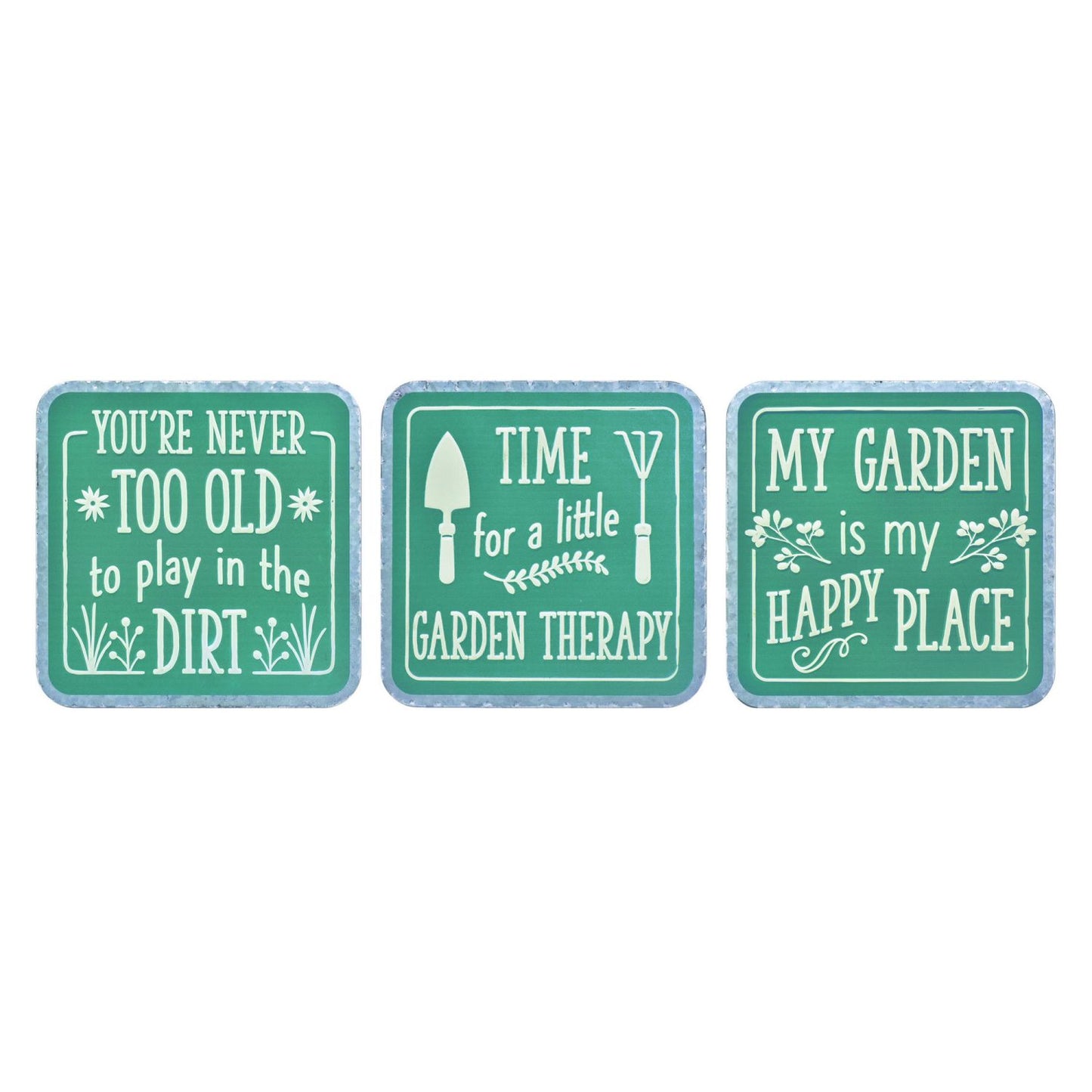 Transpac Metal Framed Garden Sign, Set Of 3, Assortment