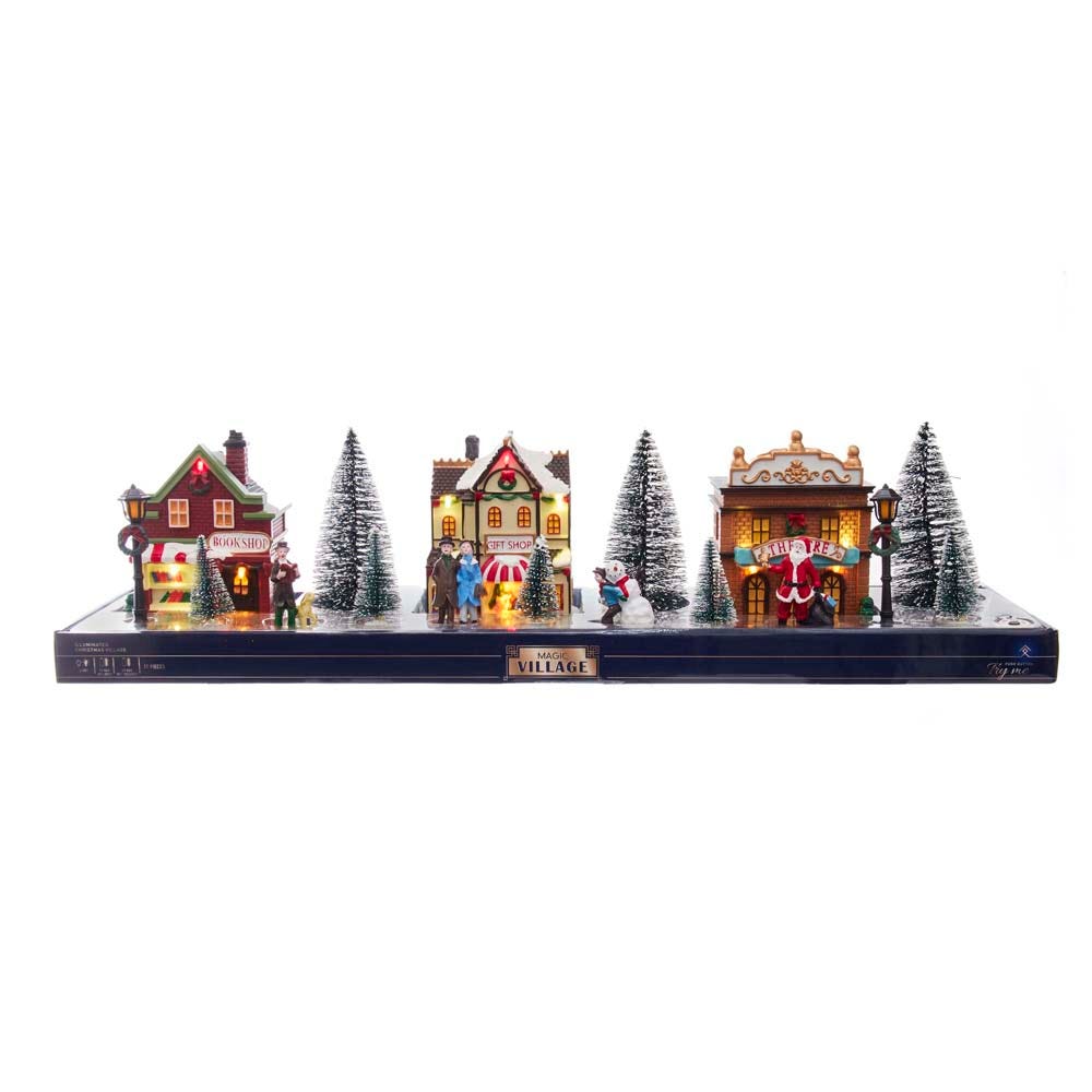 Kurt Adler 5.5" Battery-Operated LED Light-Up Christmas Village Set, 17-Pieces