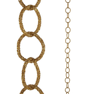 Glitter Garland Chain Links Decorative Gold, Silver Metallic