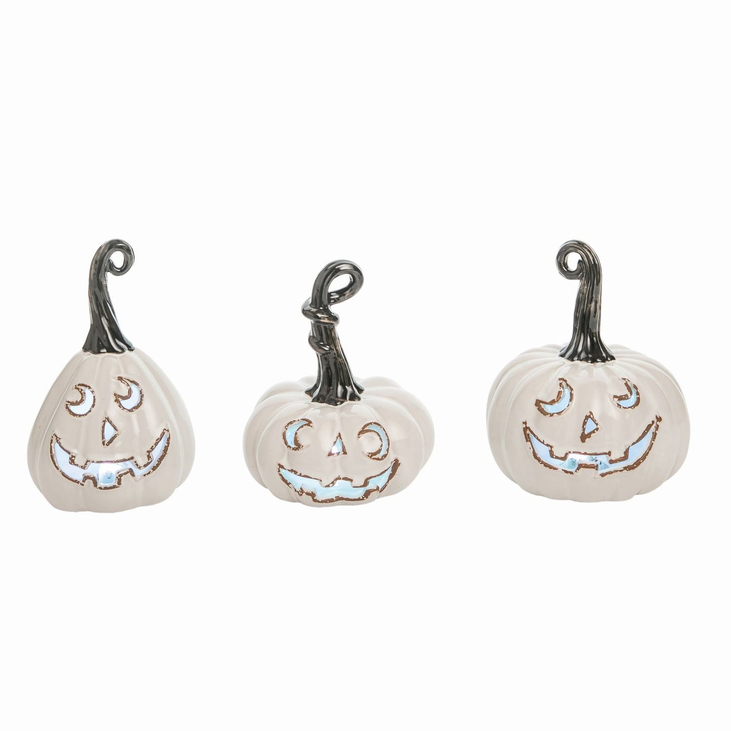 Transpac Dolomite Light Up Vintage Jack-O-Lantern, Set Of 3, Assortment