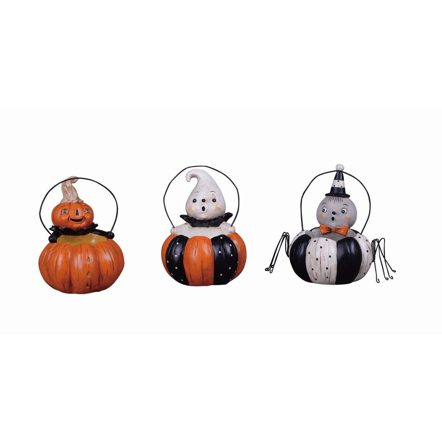 Transpac Mini Resin Pumpkin Peep Container, Set Of 3, Assortment