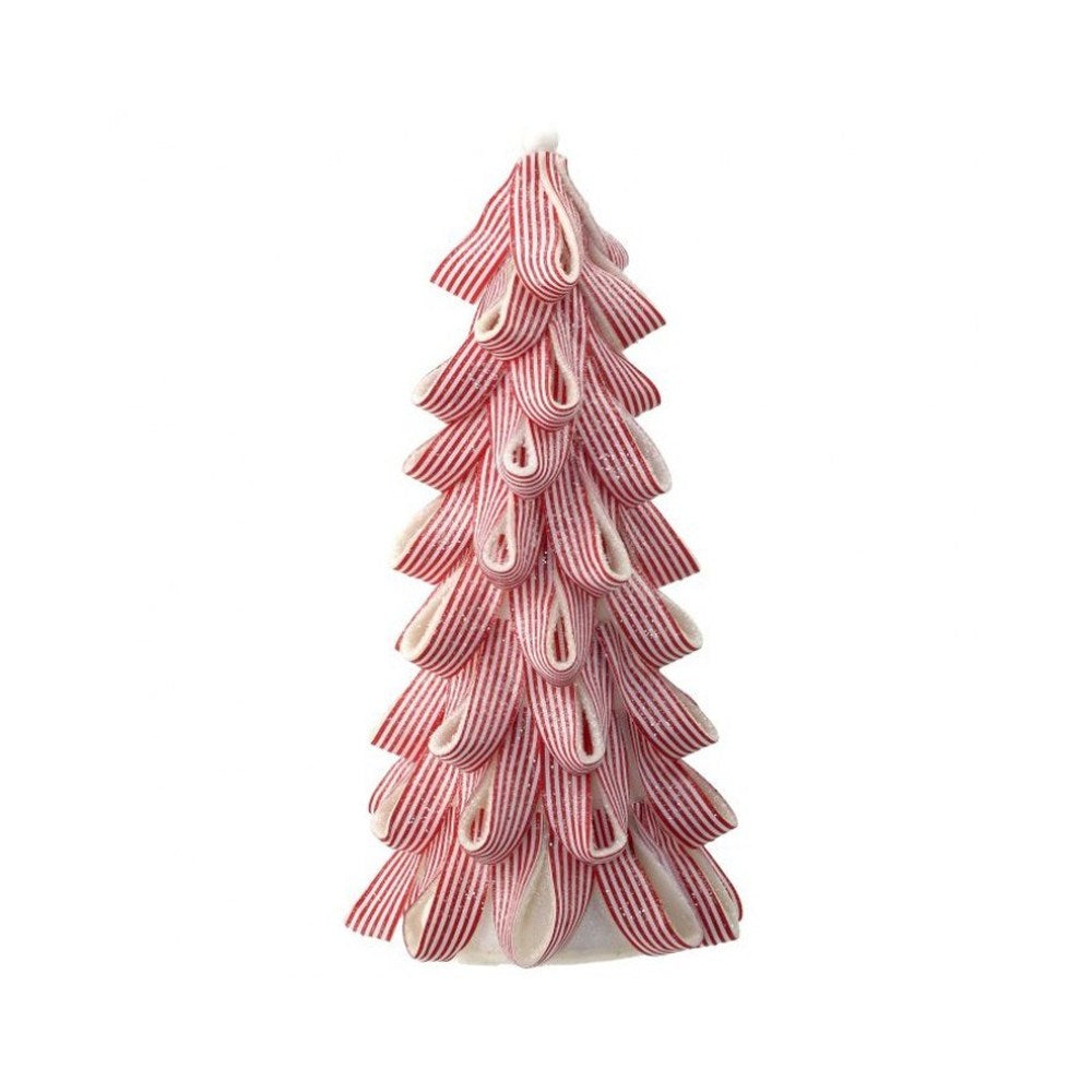 Regency International Iced Peppermint Candy Ribbon Tree, 17 inches, Red White