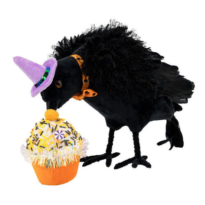 December Diamonds Trick Or Treat - 11" Black Crow With Cupcake