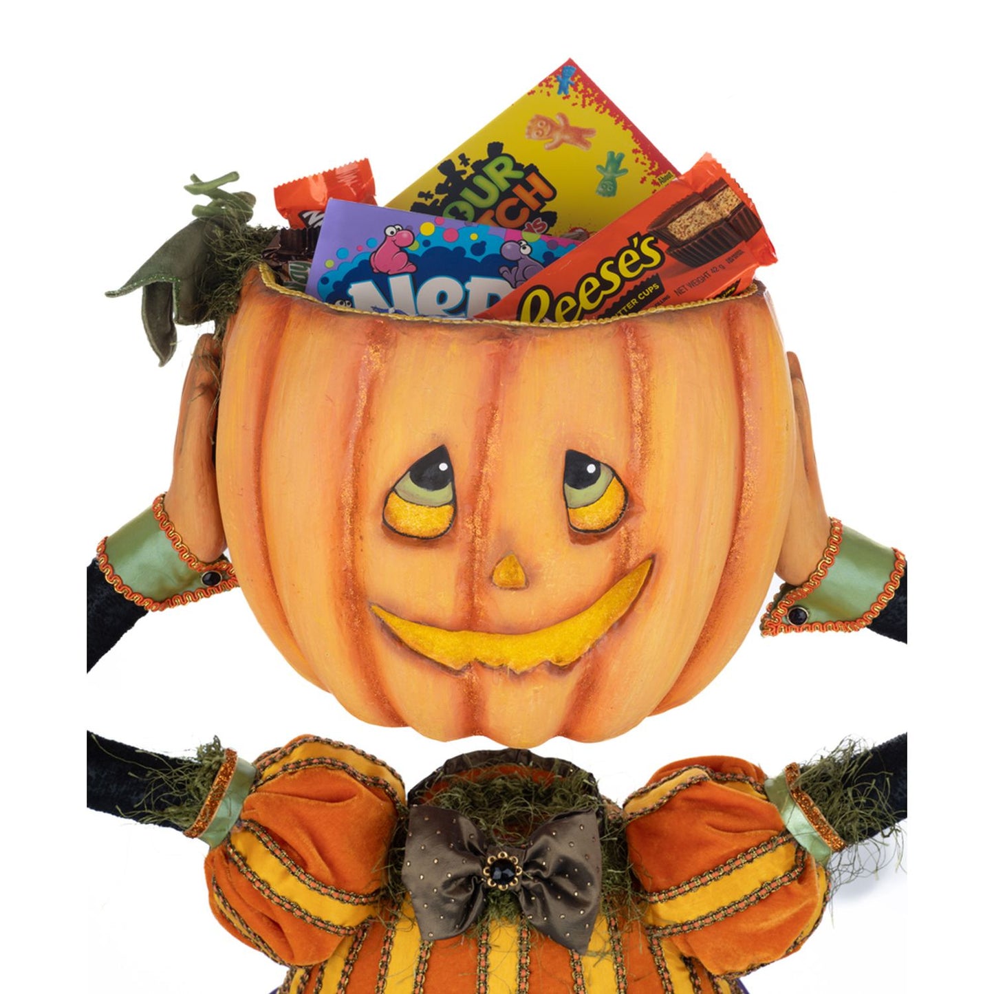 Katherine's Collection Halloween Hollow Percy Pumpkin Head Candy Bowl, Orange Polyester