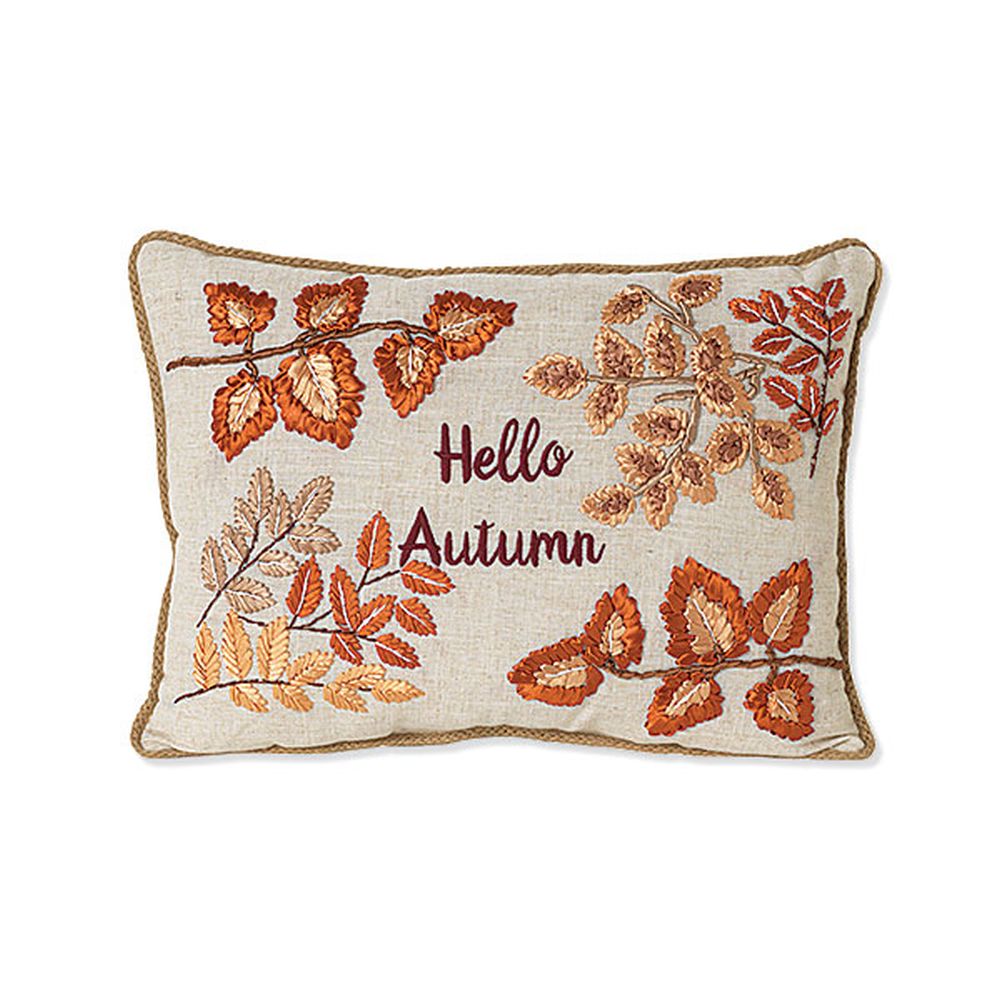 Gerson Company 20" Fabric Embroidered Harvest Design Pillow