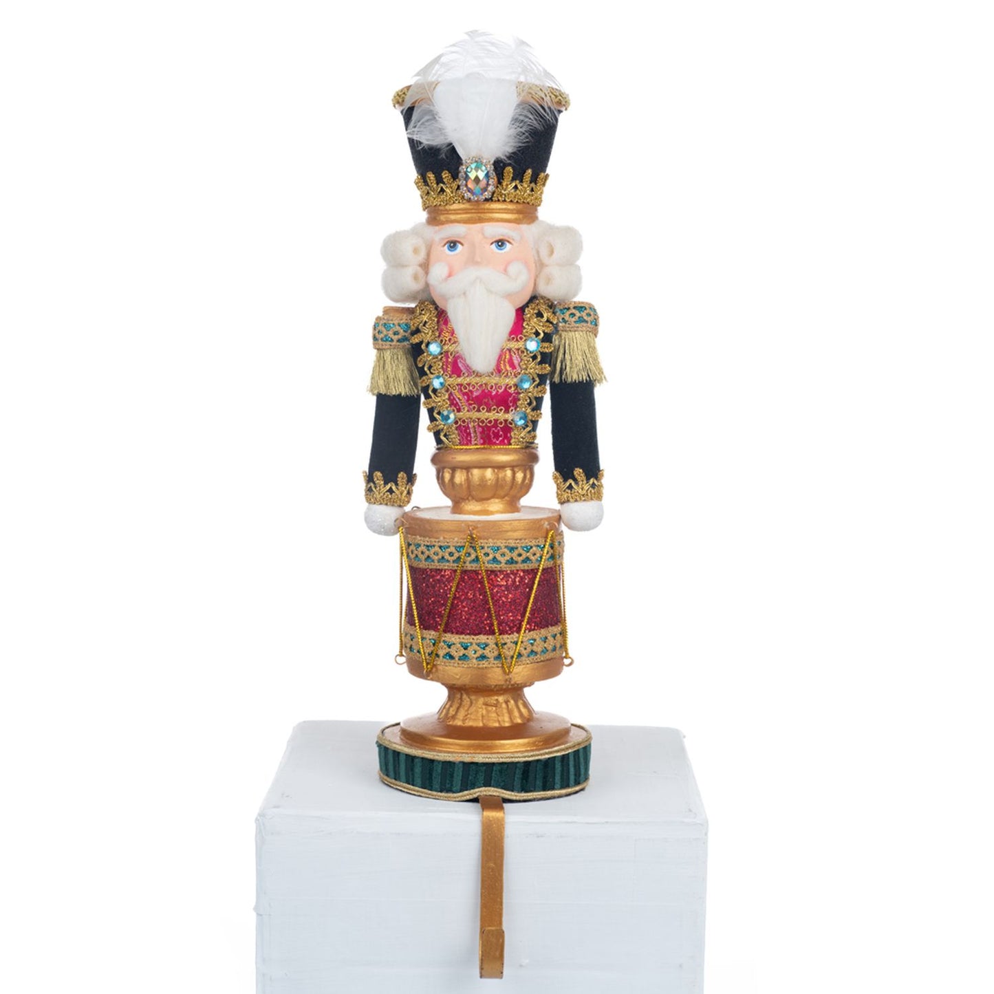 Katherine's Collection Nutcracker Stocking Holder, 5.5x4.25x15.5 Inches, Green Resin