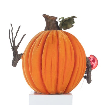 Katherine's Collection Halloween Hollow 23" Goofy Lanky Leg Pumpkin, Orange Resin