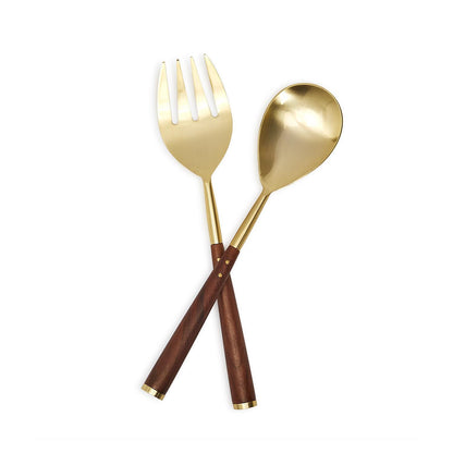 Two's Company Acacia Wood Serving Set in Gift Box Includes: Spoon and Fork