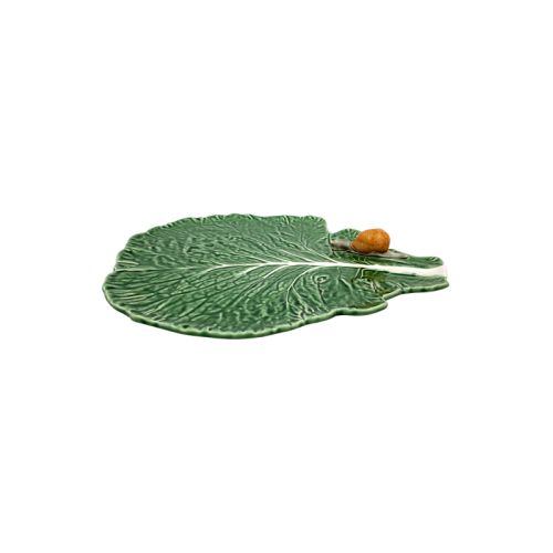 Bordallo Pinheiro Cabbage Leaf with Snail Tray, Green, 2" x 14" x 16"