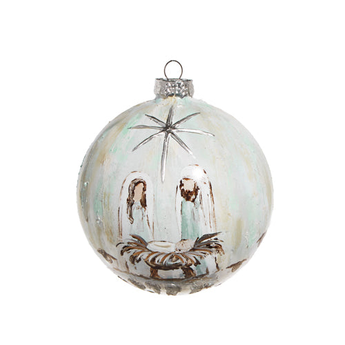 Raz Imports 2023 Winter Frost 5" Holy Family Ball Ornament