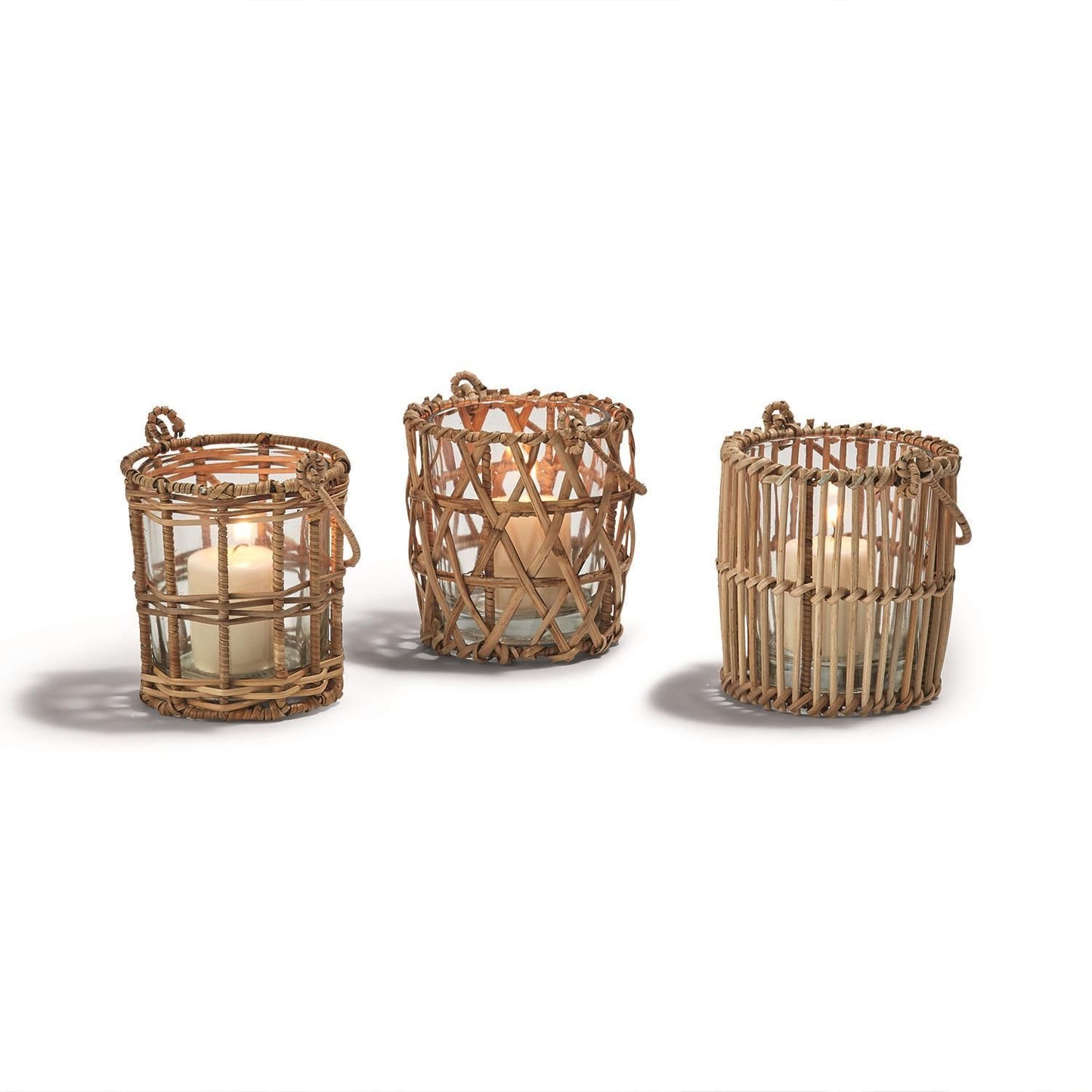 Two's Company Small Cane Weave Lantern Assorted 3 Designs