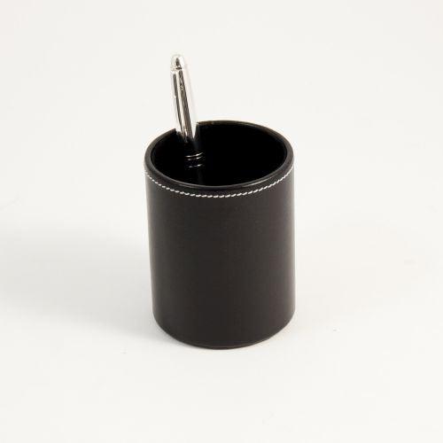 Bey Berk Black Leather Pen Cup by Bey Berk