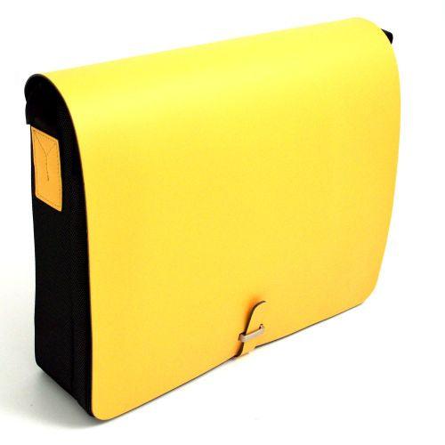 Bey Berk Yellow Leather & Ballistic Nylon Shoulder Bag by Bey Berk