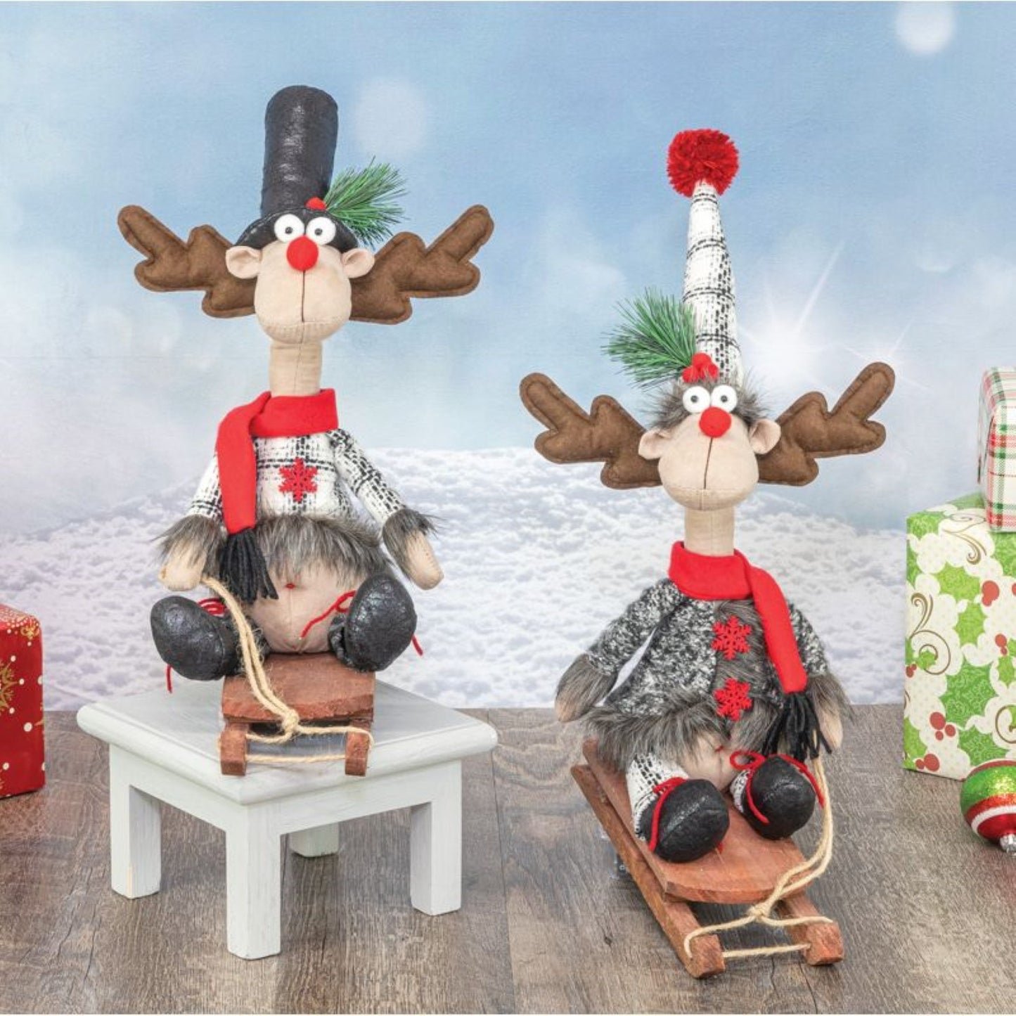 Hanna's Handiworks Dapper Moose Sledder Set Of 2 Assortment