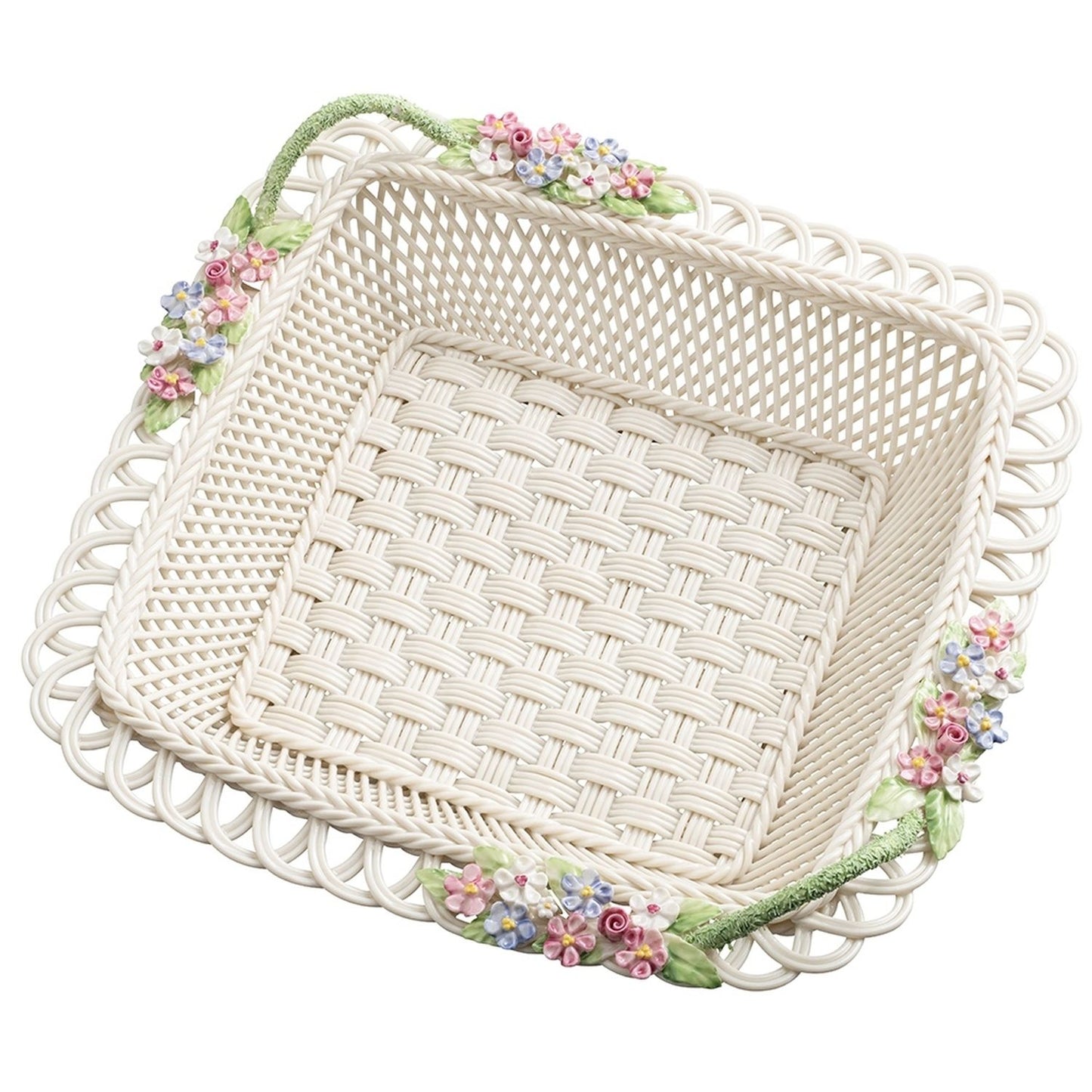 Belleek Periwinkle Square Basket, 2.5" x 10" x 10"