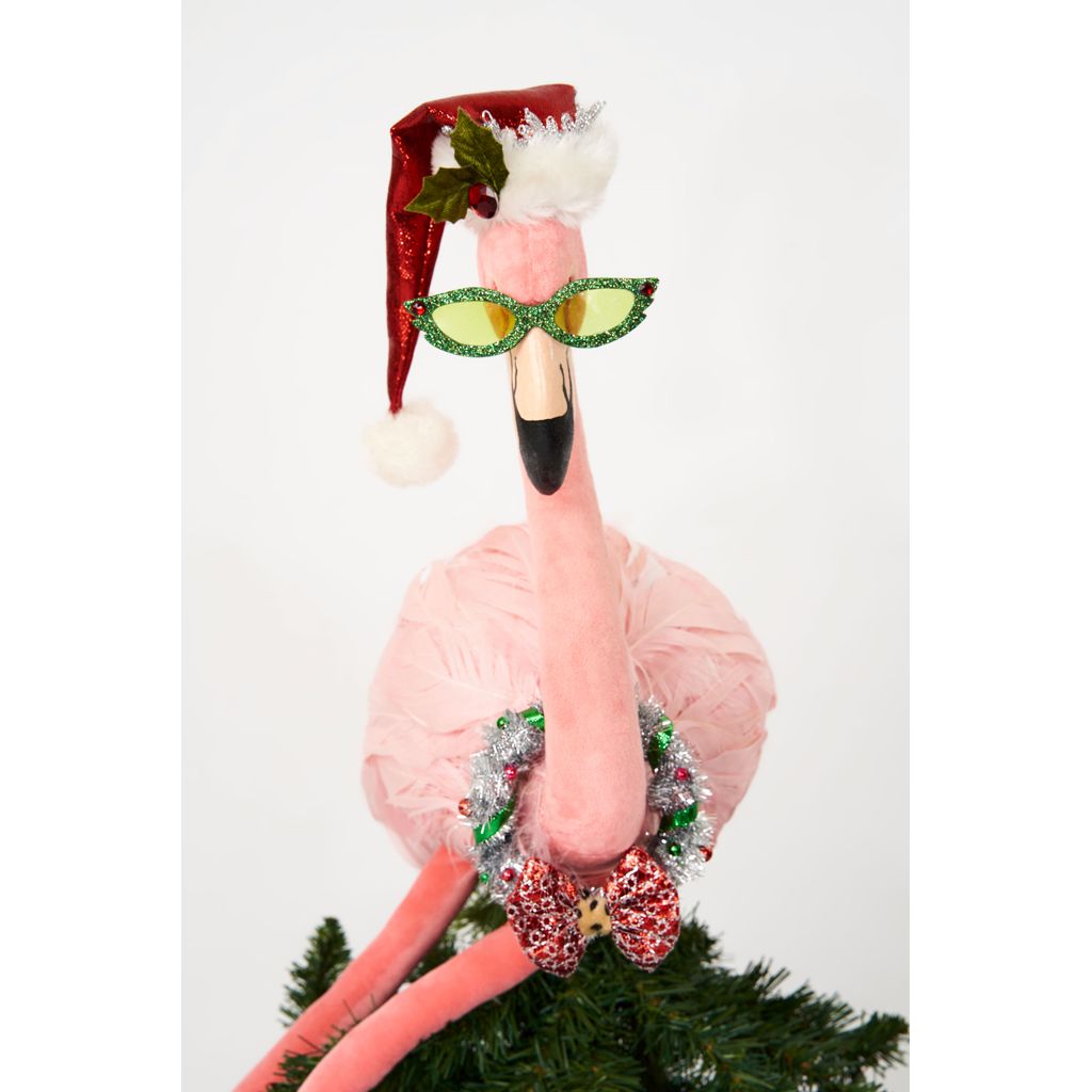 Katherine's Collection 2022 Kitschy Flamingo Tree Topper, 29" Pink Polyester