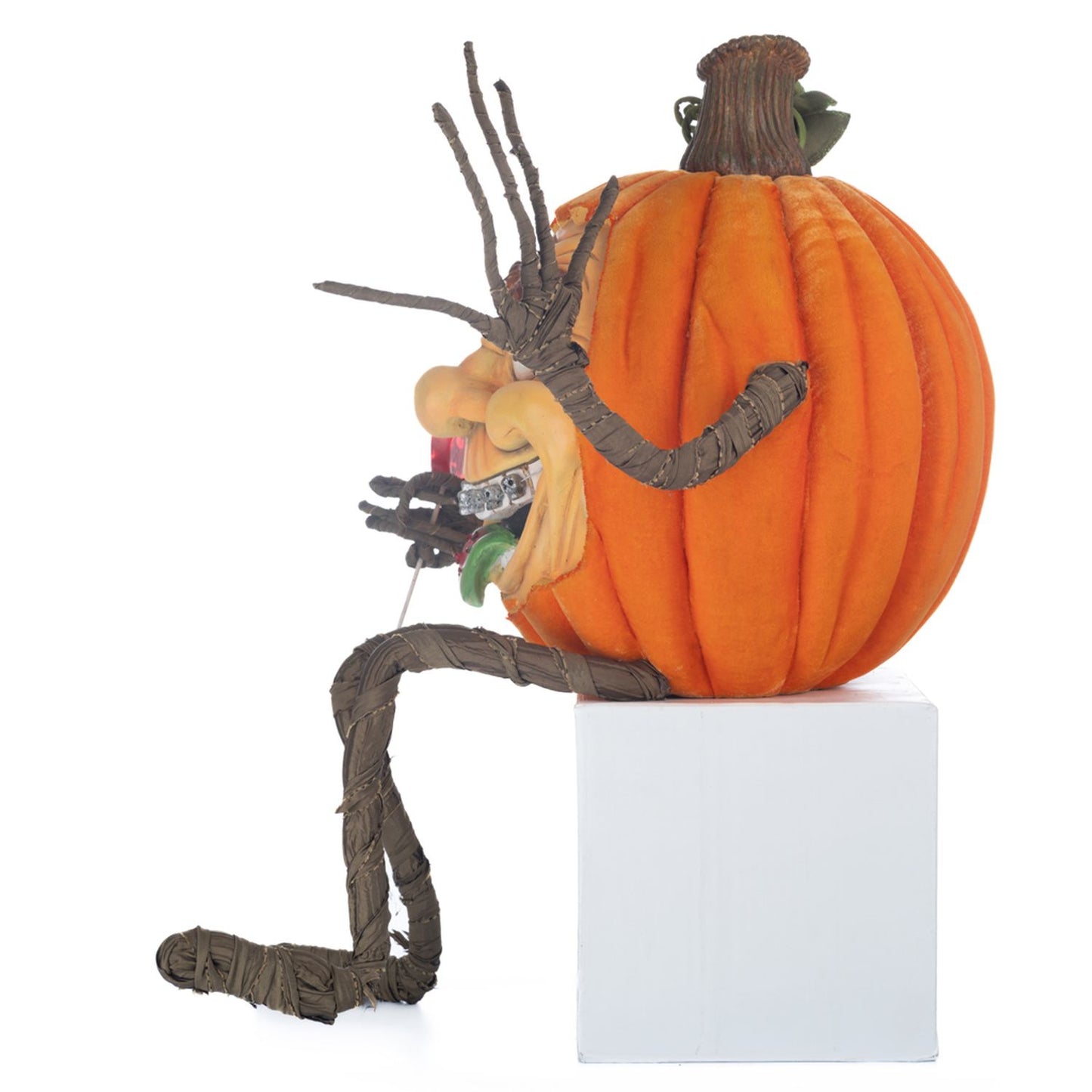 Katherine's Collection Halloween Hollow 23" Goofy Lanky Leg Pumpkin, Orange Resin