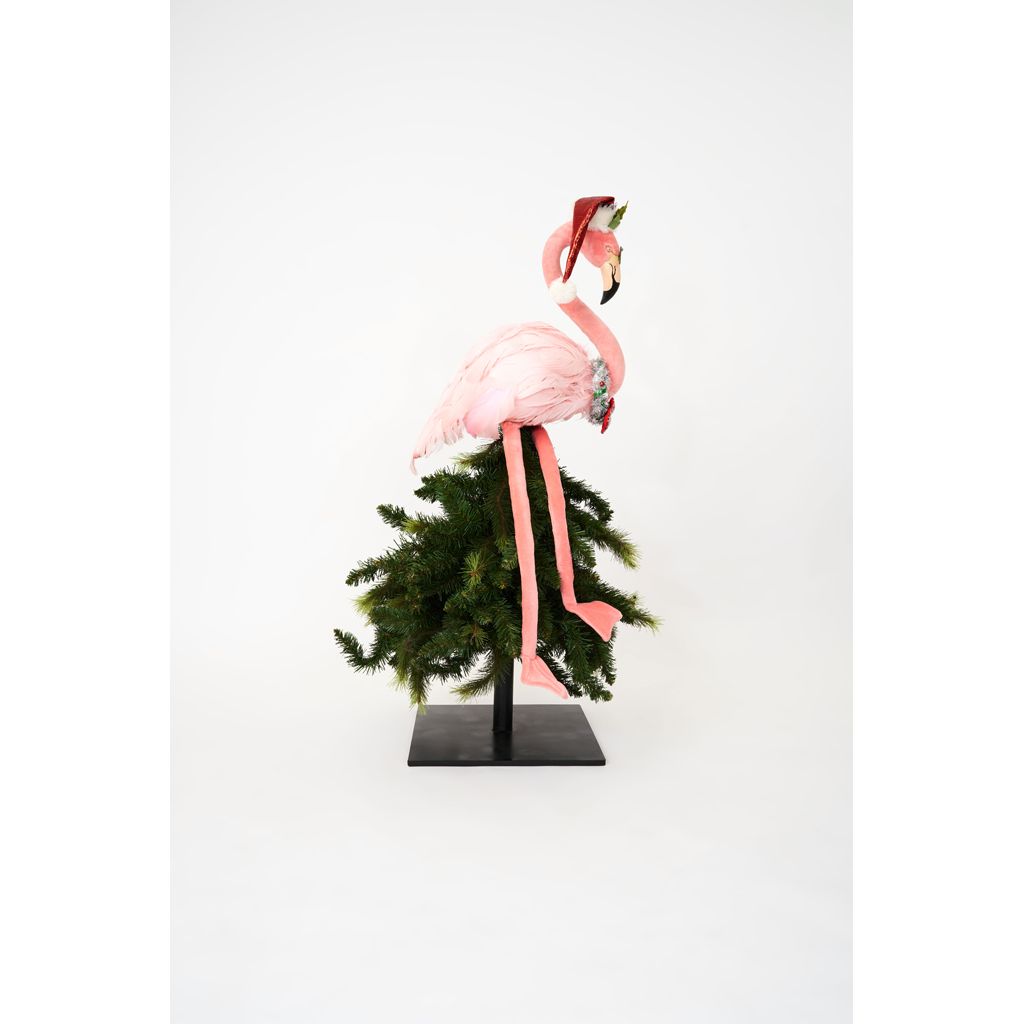 Katherine's Collection 2022 Kitschy Flamingo Tree Topper, 29" Pink Polyester