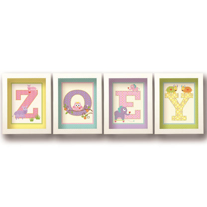 Two's Company Happi By Dena Animal Alphabet Wall Art w/ 20 Frames & 52 Inserts